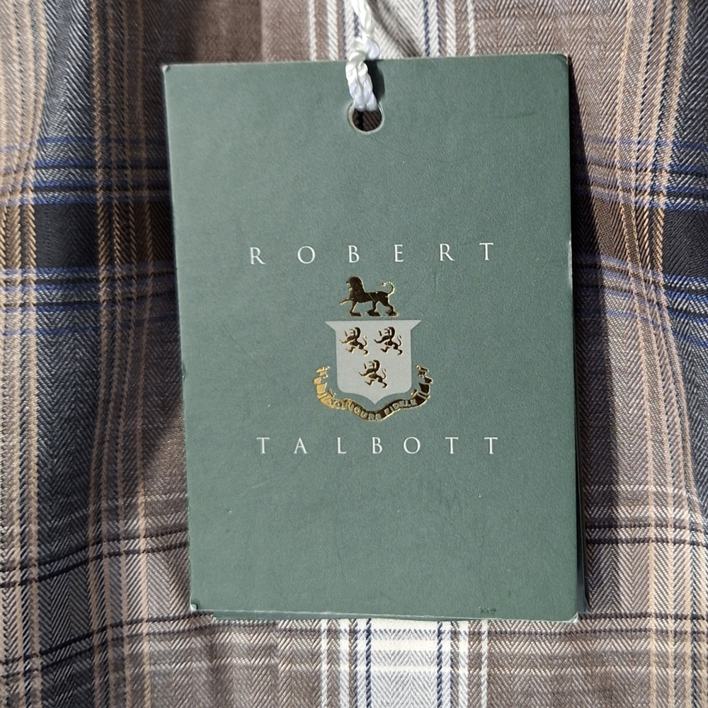 Robert Talbott Brown Plaid Button Down Shirt XL, … - image 2